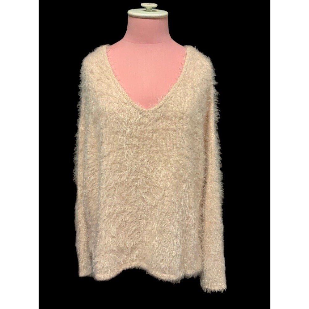 COPPER KEY Ladies Pink V-NECK (front & Back) Sweater RN 58909 Long Sleeve Sz M